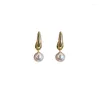 Stud Earrings dames S925 Pure Silver Ear Studs Champagne Gold Drops Freshwater Pearl Hook Holiday Gift Fashion sieraden