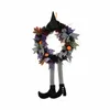 Flores decorativas Chegando a grinalda do Halloween com o chapéu pernas Porta de parede pendurado abóbora Autumns Simulação Props Festival Party Home Decor