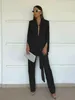 Spodnie damskie jesienne zielone plisowane set bodycon slit TROSUER SUITS Modna koronkowa Blazer z długim rękawem 2-częściowe zestawy kobiet