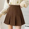Jupes coréennes taille haute jupes plissées femmes automne hiver jupe en velours côtelé Harajuku Vintage Shorts jupe Kawaii filles marron noir M277 230428