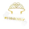 Corona glitterata con fascia in raso laureata per decorazioni per feste di laurea Palloncini Puntelli per cabine fotografiche Forniture per laurea triennale