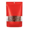 Czerwony stojak matowy aluminiowy worki z uszczelnieniem z przezroczyste przednie okno otrzewane szorstkie torebkę do przechowywania pokarmu LX4327