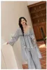 home clothing Women Spring Summer 3 Pcs Pajams Gown Set Female Sweet Geometric Printed Robe Top Pants Home Clothing Casual Loose Nightdressvaiduryd