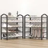 Armazenamento 3 camadas moderno sapato rack cabide sólido sala organizador sapatos prateleira multifuncional quarto armazenamento doméstico preto
