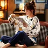 home clothing Hot Selling Winter Flannel Women's Pajamas Long Sleeved Thickened Plush Coral Velvet Nightwear Cute Cartoon Home Clothing Suitvaiduryd