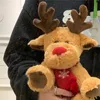 Christmas Toy 25cm Christmas reindeer scarf plush stuffed doll toy home sofa decoration gift 2024 New Year decoration accessories 231128