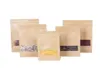 Kraft papierowe torby herbaty zamknięte torby suszonych owocowych opakowanie pokarmowe ośmiokątne brązowe papierowe torby zapieczętowane okno 20x308cm 14x246cm6670748