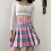 Faldas harajuku lindo faldas mujeres kawaii elástico elástico cintura alta a mini faldas plisadas uniformes escolares japoneses coreanos 230428