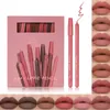 Brillant à lèvres 12 pièces/lot crayon à lèvres mat imperméable à l'eau Sexy nu brun rouge Contour teinte rouge à lèvres stylo Kit avec taille-crayon maquillage cosmétiques 231128