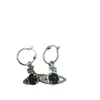 Designer Viviene Westwoods Nouveau Viviennewestwood New Western Empress Dowager Bleu Vert Transit Perles Saturn Boucles D'oreilles Femmes Lumière De Luxe Diamant Incrusté Plan Bleu