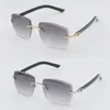 Luxury Diamond Cut Lens Rimless Plank Metal Men Sunglasses 18k Gold Large Square Sun Glasses Frames for Women C Decoration Aztec Arms Eyeglasses UV400 Lens New