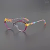 Sunglasses Anti Blue Light Reading Glasses Female Brand Vintage Acetate Cat Eye Eyeglasses Frame Women Prescription Red Green Black