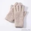 Children's Mittens Men Solid Woolen Touch Screen Mittens Women Thick Warm Cycling Driving Gloves Female Winter Warm Knitted Full Finger Mittens R231128