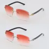 Neue randlose Designer-Sonnenbrille mit diamantgeschliffenen Gläsern, luxuriöse Azteken-Arms-Sonnenbrille für Männer und Frauen mit Metallrahmen, 8200762, Metall-Männer-Katzenaugen-Sonnenbrille, Größe 62 mm