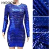 Casual Dresses Long Sleeve Cut Out Solid Skinny Sexy Mini Dress Autumn Winter Women Mesh See Through Hollow Party Club Elegant Outfit