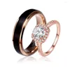 Anneaux de mariage âme hommes 1 paire Couple fiançailles carbure de tungstène pour grand anneau en cristal CZ femmes amoureux ensemble bijoux