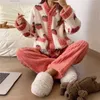 home clothing Thickened Warm And Comfortable Pajamas For Women'S Winter Long Sleeved Velvet Home Heating Setvaiduryd