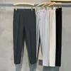 Byxor 2022 Spring Autumn Men's Casual Pants Pant Slim Fit Work Elastic midjejoggingbyxor Male Black Grey Plus Size 40 42