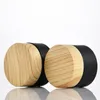 Black frosted glass cosmetic jars with woodgrain plastic lids PP liner 5g 10g 15g 20g 30 50g lip balm cream containers Lxqrx