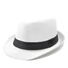 Sombreros 2023 Fashion Retro-Ret-Out Curled Caballero Sombrero de paja Cinturón de jazz de jazz de la playa al aire libre Sunvisor