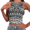 Tanks pour femmes Polynésien Tribal Hawaiian Totem Tattoo Hawaii Prints Summer Femme O-Cou Expose Nombril Tricoté Gilet Sans Manches Vintage