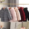 Giacche Ragazze Cappotti di pelliccia Inverno Solido Finto Coniglio Giacca con cappuccio per neonati Moda Ragazzo Addensare Abbigliamento caldo per bambini 231128