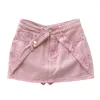 Spódnice Cross High talia Dżinsowa spódnica damska odzież 2023 Summer Pink Pantskirt Sexy Mini Dżins Panie