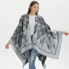 Scarves 2023 Poncho Shawl Autumn And Winter Chinese Style Ink Wash Floral Split Outer Scarf Women