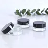 Clear Eye Cream Jar Bottle 3G 5G tomt glas läppbalsam container bred mun kosmetiska provburkar med svart mössa nxgnv