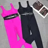 Lyxigt märke träningsoveraller yoga kostym designer sweatshirt sexig bikini linne sammet split yoga kostym dam sportväst byxor tvådelad set