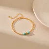 Strand ccgood turquesa natural pulseira para mulher banhado a ouro 18 k jóias de alta qualidade pulseiras minimalistas pulseras mujer menina