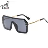 Sunglasses One Piece Men Women Fashion Shades UV400 Vintage Glasses Rivet Pilot Style Tint Ocean Lens Sun Brand Design
