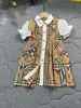 Popular designer girl dress Petal cuffs short sleeves Kids skirt Size 90-140 baby partydress Single breasted lapel Child frock Nov15