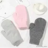 Mitaines pour enfants 1 paire de gants en cheveux de lapin Double couche femme en peluche couleur unie tous les doigts hiver femmes filles doux épaissir mitaines chaudes