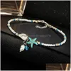 Bracelets de cheville Boho Perles d'eau douce Charme Bracelets de cheville Femmes Sandales Perles Bracelet de cheville Summer Beach Starfish Bracelets de perles Bijoux de pied DRO DHMTB