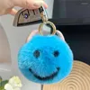 Keychains Cute Real Rex Fur Ball Keychain Big Eye Monster Blue Toy Women Bag Pendant Ornaments Car Keyring Child Gift