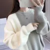 Women's Sweaters Fashion O-Neck Spliced Loose Casual Clothing 2023 Winter Oversized Knitted Korean Pullovers Asymmetrical Tops