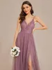 Party Dresses Elegant Evening Dress V Neck Sleeveless Embroidery Floor Length With Spaghetti Straps 2023 Ever Pretty Of Orchid Bridesmaid