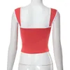 Magliette da donna Estate Crop Top rosso Abbigliamento donna Colore a contrasto Senza maniche Canotta piccola Canotta Petto basso Aperto sul retro Bustier Camis Y2k