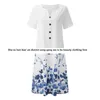 Sommer Lässige Damenbekleidung Kleider Blattbedruckt V-Ausschnitt Tasche Kurzarm