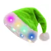 Chapeau de noël coloré à LED, chapeau de père noël en peluche, casquette en velours, fournitures de fête, chapeaux de fête Q777