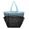 Kvällspåsar Stylish Black Mesh Shower Bag Pasable Tote med 8 fickor för bad och resor