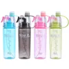 Vattenflaskor 400/600 ml Portable Water Button Sport Cycling Mist Spray Creative Cover Cool Gym Beach Leak-Proof Summer Drinking Fitness 230428