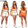 Summer Women Tracksuits Duas peças de 2 peças de moda Splicing shorts casuais cenário de designer desenho animado esportes de ioga roupas