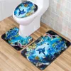 Couvre trois pièces siège de toilette ensemble de couverture tapis salle de bain tapis antidérapant décoration accessoires de toilette maison paillasson moderne motif 3D tapis