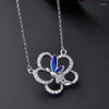 Zincirler Lefei mücevher 925 Gümüş Moda Modaya Modaya Gizli Taze Taze Elmas Set Mavi Açılı Kanat Kelebek Kolye Kadınlar İçin Düğün Cazibesi Hediyesi