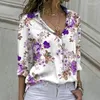Blusas femininas 2023 moda floral camisa de chiffon estampada feminina elegante tamas longas de manga longa vintage blush lide off office ladies bluis bluiss