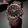 Autres montres NAVIFORCE Montre Hommes En Acier Inoxydable Militaire Armée Étanche Homme Montre-Bracelet Numérique Quartz Mâle Horloge Relogios Masculino 9153 231127