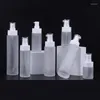 Bottiglie di stoccaggio 8 pezzi 20ml-120ml Bottiglia vuota di lozione di vetro trasparente gelo Pompa bianca ricaricabile portatile Imballaggio cosmetico Emulsione di essenza
