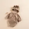 Andenken Baby Pography Kaninchen Kostüm Kleinkind StrickmützeJumpsuit 2 Sets Babys Po Requisiten Zubehör Studio geboren Pograph Kleidung 231128